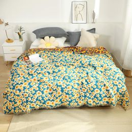 Blankets Cotton Daisy Throw Blanket Summer Cool Quilt Sofa Cover Towel Single Double Size Child Adult Soft Breathable Bedspread