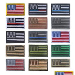 Party Favour Us Flag Tactical Militaryes Gold Border American Lron Ones Applique Jeans Fabric Stickeres For Hat Badges Dhs Drop Deliv Dhswz