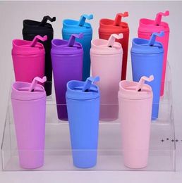 Double-layer Plastic Frosted Tumbler 22OZ Matte Plastic Bulk Tumblers With Lids for Outdoor Sport Camping sea delivery FY5293 ss0113