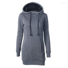 Women's Hoodies Ymwmhu Fashion Warm Long For Women Solid Casual Autumn Clothes Hooded Loose Fit Slim Ladies Sweatshirt Thick Tops