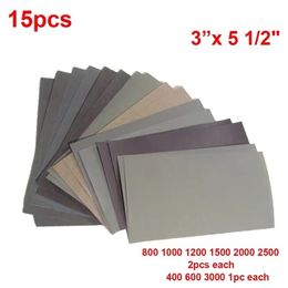 15Pcs/Set Sandpaper 400 600 3000 800 1000 1200 1500 2000 2500 Grit Sand Paper Water/Dry Sanding Paper Abrasive Tools