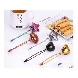 Coffee Tea Tools Creative Filter Ball Strainer Stainless Steel Seasoning Shell Fivepointed Star Heart Shape Mtifunction Infuser Dr Dhzem