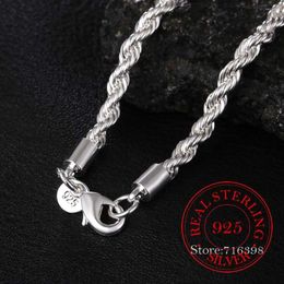 Chains 5MM Width!! Real 925 Sterling Silver Men Rope Chain Fashion Unisex Party Wedding Gift Necklace Jewelry/dz