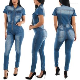 Pants Fashion Casual Slim Cotton Bodycon Plus Size Jeans Jumpsuit Women 2023 Summer Elegant Denim Playsuit Rompers Overalls Streetwear