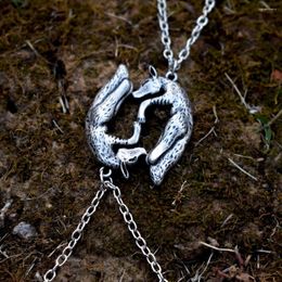 Chains 12 Pair Couple Wolf Necklace