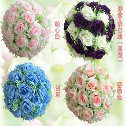 Decorative Flowers 20 Cm Silk Rose Flower Ball Artificial Pomander Bouquet Kissing Wedding Hanging Decoration Supplies