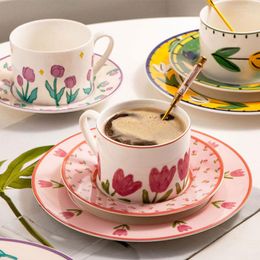 Cups Saucers Luxury Nordic Delicate Senior Sweet Coffee Tulip Mug Ins Wind Cup Dish Set High Value Design Ceramic Tableware Home Decor