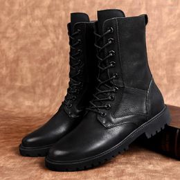 Boots Military Tactical For Men Black Army Combat Rubber Casual Shoes Mens Genuine Leather Winter Big Size 36-50