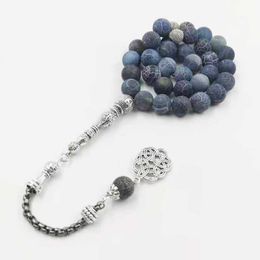 Tasbih Natural agates stone Blue Metal tassel 33 66 99 prayer beads islamic fashion stone