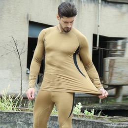 Men's Tracksuits Sports Slim Stretch Fleece Men Autumn Winter Warm Long Sleeve Tops And Pants Suits Mens Leisure Basic Two Piece Sets