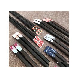 Chopsticks Japanesestyle Natural Wooden Cherry Flower Home Restaurant Kids Chop Sticks Sushi Children A Gift For Family Drop Deliver Dhseo