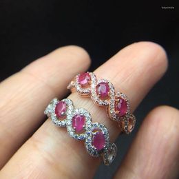 Cluster Rings Ruby Ring Natural And Real 925 Sterling Silver Fine Jewellery 3 4mm 3pcs