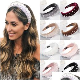 Hair Accessories Lnrrabc New Pearl 1Pcs Padded Veet Hairband Hoop Bands Sponge Headband Womens Jewellery D Dhetu