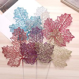 Christmas Decorations Hollow Glitter Tree Branches Simulated Leaves DIY Xmas Garland Hanging Decor Gift