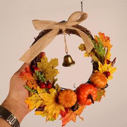 Decorative Flowers Artificial Pumpkin Pine Cones Wreath Halloween Decoration Christmas Thanksgiving Po Props DIY Crafts Home