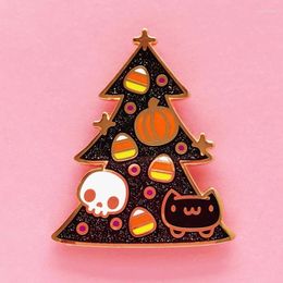 Brooches Halloween Glitter Catmas Christmas Tree Brooch Pins Enamel Metal Badges Lapel Pin Jackets Fashion Jewellery Accessories