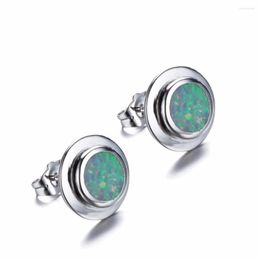 Stud Earrings Fashion 925 Sterling Silver White/Blue Fire Opal Women Jewelry Gifts