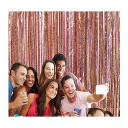 Party Decoration Birthday Decorations Foil Tinsel Curtaickdrop Curtain Girl Wedding Bachelorette Backgroun Wall Glitter Fringeparty Dh9V7