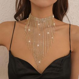 Choker JURAN Luxury Shiny Crystal Tassel Pendant Necklace For Women Fashion Temperament Dress Sexy Carnival Party Jewellery Accessories