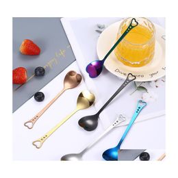 Party Favour Love Heart Shaped Spoon Colorf Ice Cream Coffee Tea Stir Spoons For Wedding Supplies Kitchen Accessories Drop Delivery H Dhucg