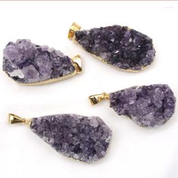 Pendant Necklaces Natural Amethyst Water Droplet Geode Orgone Stone Purple Gravel Mineral Specimen Raw Quartz Crystal Jewelry Accessory