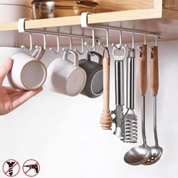 Hooks Metal Mug Holder Under Cabinet Hanger No Drilling Coffee Cups Holders Home Kitchen Utensil Bathroom Clothing Keys Storage