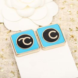2023 Luxury quality charm stud earring with black and blue enamel Colour design have box stamp PS7534A