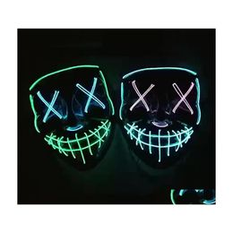 Party Decoration Halloween Led Mask Light Up Mixed Colour Masque Glow In Dark Cosplay Custom Scary Drop Delivery Home Garden Festive Dhzsw