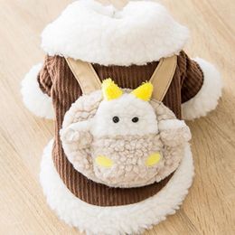 Dog Apparel Corduroy Pet Clothes Winter Warm Coat With Cute Cow Design Clothing For Small Medium Large Dogs Jacket Chihuahua