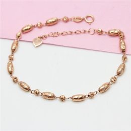 Link Bracelets 18K Rose Gold Plated Pure 585 Russian Bracelet Olive Ball Colourful Fashion All-Match