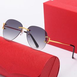 No polariz Mens Designer Sunglasses Women Goggle Oversized Pilot Sunglasses Eyeglass Big Gold Silver Metal Frameless Brand Eyeglasses Sunglass Luxury Glasses