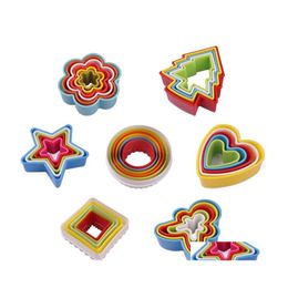 Baking Pastry Tools Mti Style Cutter Colorf Plastic Mousse Ring Heart Shape Etc Diy Cake Mould Decor Edge Drop Delivery Home Garden Dhamn