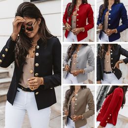 Womens Suits Blazers Blazer Women Office Jacket Streetwear Autumn Button Solid Colour Elegant Long Sleeved Slim Breasted Small Outwear Female Top 230113