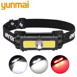 Headlamps XP-G Q5 Headlight Light Weight Portable Head Lamp White & Red Mini USB Rechargeable LED HeadLamp