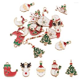 Pendant Necklaces 1Set Christmas Enamel Pendants Charms For Bracelet Earrings Necklace DIY Jewelry Findings Xmas Tree Decoration Hanging