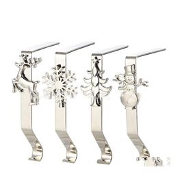 Christmas Decorations Ups Gold Decoration Hook Snowflake Santa Elk Gift Fireplace Sock Metal Pendants Drop Delivery Home Garden Fest Dhikv