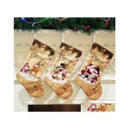 Christmas Decorations Creative Snowman Stockings Santa Claus Tree Ornaments Home Party Decoration Children Candy Bags Gifts Drop Del Dhceb