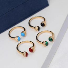 Cluster Rings 2023 Brands Anniversary Gift Women's Rotating Ball Beads Ring Wedding Jewellery Colourful Natural Stone