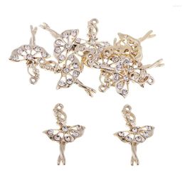 Pendant Necklaces 10Pcs Rhinestone Fairy Ballet Dancer Ballerina Girl Gold Color Alloy Charms Necklace DIY Jewellery Making For Women