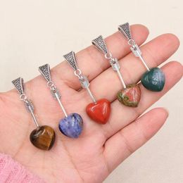 Pendant Necklaces 12pcs Arrival Natural Stone Love Cupid Necklace Energy Pendulum For Jewelry Making Women Lover's Gift Wholesale