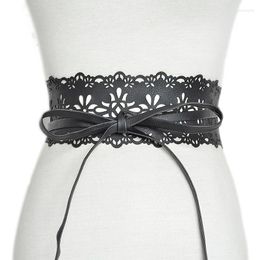 Belts Fashion Womens Tight Chest Strap Belt Corset Lace Wide Black PU Leather Bohemian For Ceinture Femme Bg-616