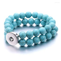 Bangle Stone Handmade Adjustable Snap Button Bracelet XH330 (fit 18mm 20mm Snap)