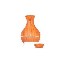 Aromatherapy Essential Humidifier Aroma Oil Diffuser Wood Grain Trasonic Air Usb Cool Mini Mist Maker Led Lights Fo Dhte5