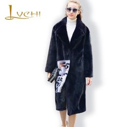 Women's Fur Autumn&Winter Woman Natural Black Boho Style Denmark Mink Coat Fashion Length Coats Women All-match England & Faux