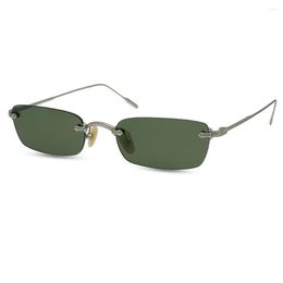 Sunglasses Rimless Sunglasse For Men Polarised UV400 Metal Frame Fishing Glasses Blue/Green/Gray Lens Size:54-20-145mm