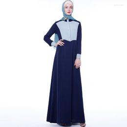 Ethnic Clothing Muslim Turkey Bangladesh Long Skirt Fashion Color Matching Stand-up Collar Robe Female Islamic Abaya Malaysian Dress