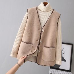 Women's Vests Women Vest Spring 2023 Autumn Casual Loose Sleeveless Ladies Khaki Single Breasted V-Neck Tops Female Outerwear