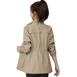 Women's Trench Coats 2023 Windbreaker Coat Spring Autumn Slim Basic Zipper Jacket With Lining Ladies Short Plus Size 3XL H220