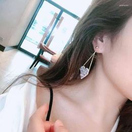 Stud Earrings Fashion S925 Silver Needle Colour Love Crystal Temperament Alloy Simple Long Women's Aesthetic Trend Jewellery