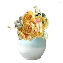Decorative Flowers Faux Peonies 5 Heads Artificial Pink Silk Bulk For DIY Wedding Bouquet Bridal Shower